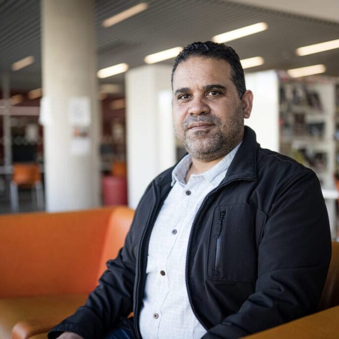 SOPA client sitting in the library